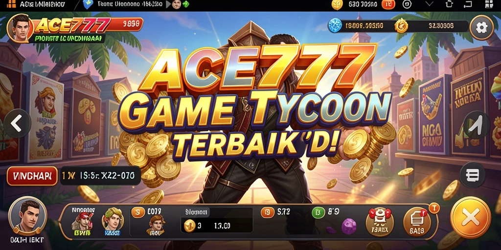 Tampilan gameplay ACE777 yang menampilkan momen penting dalam bisnis Tycoon.