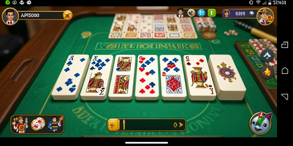 Tampilan gameplay seru dari API5000 yang menggambarkan momen bermain domino.