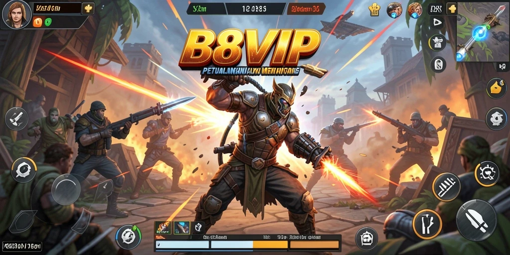 Screenshot utama B8VIP menunjukkan gameplay penuh aksi yang seru.