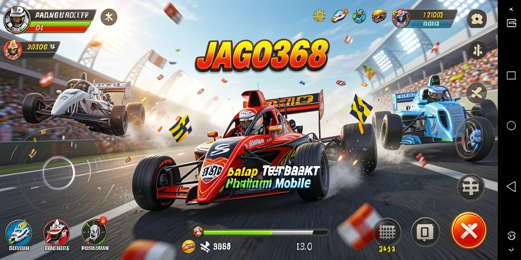 Screenshot gameplay JAGO368 dengan aksi balap yang mendebarkan.