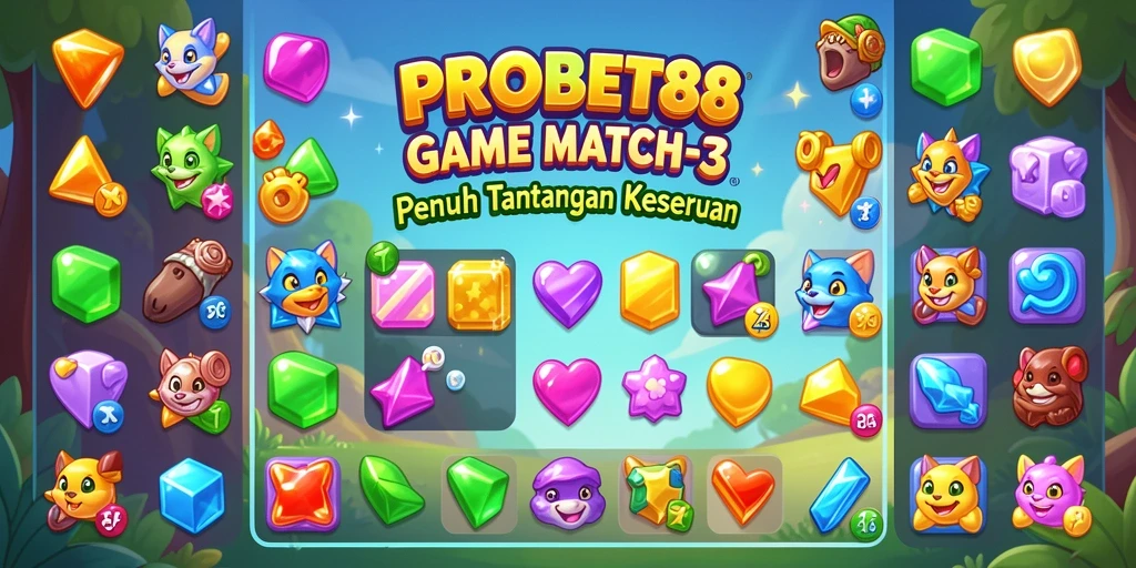 Tampilan gameplay Match-3 yang seru dan menantang di PROBET88.