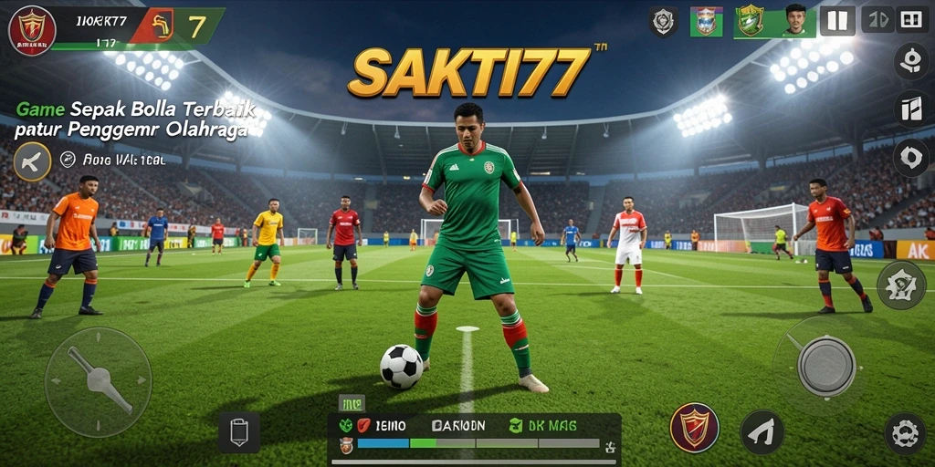 Screenshot gameplay SAKTI77 menampilkan aksi mendebarkan di lapangan sepak bola.